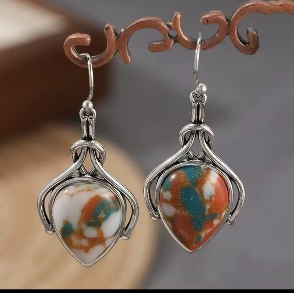 Turquoise Pearl Oyster Earrings‎ New Dangle New f55